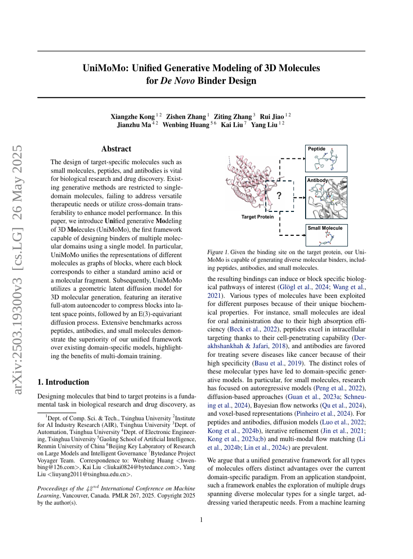 UniMoMo: Unified Generative Modeling of 3D Molecules for De Novo Binder Design