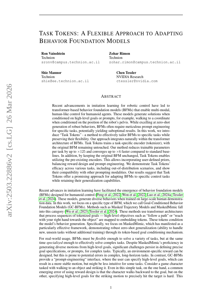 Task Tokens: A Flexible Approach to Adapting Behavior Foundation Models