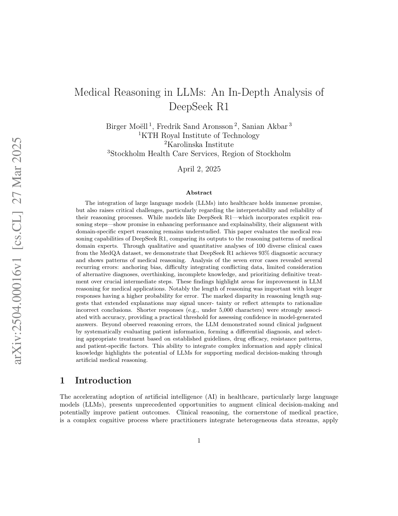 LLMにおける医療的推論:DeepSeek R1の包括的分析