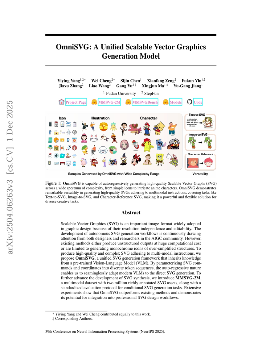 OmniSVG: Ein einheitliches, skalierbares Modell zur Generierung von Vektorgrafiken