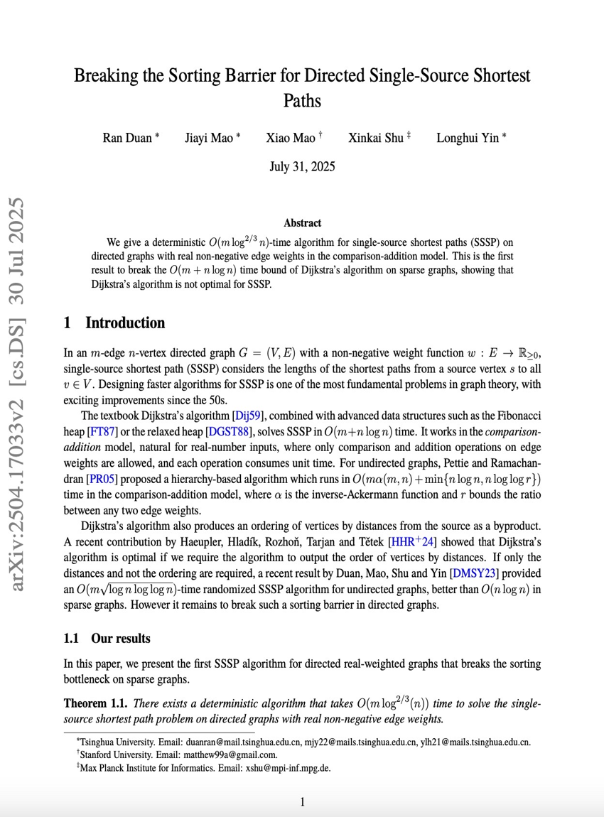 打破有向单源最短路径的排序障碍