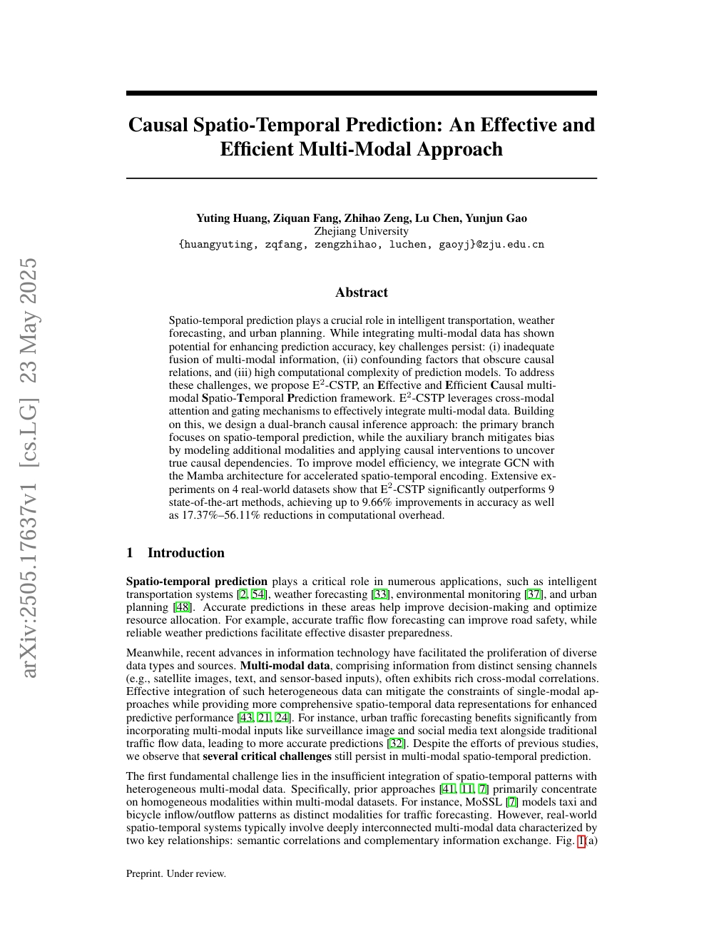 Causal Spatio-Temporal Prediction: An Effective and Efficient Multi-Modal Approach