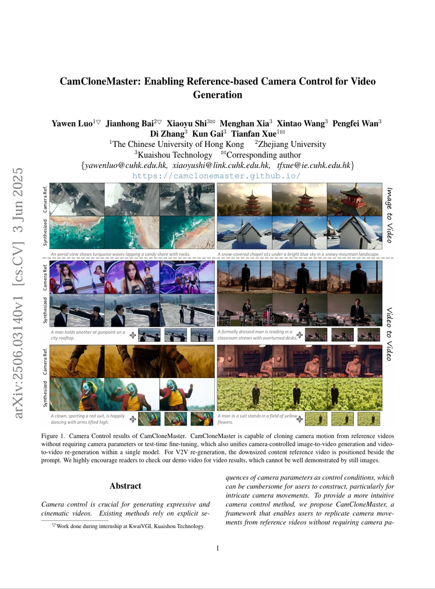 CamCloneMaster：实现基于参考的相机控制用于视频生成