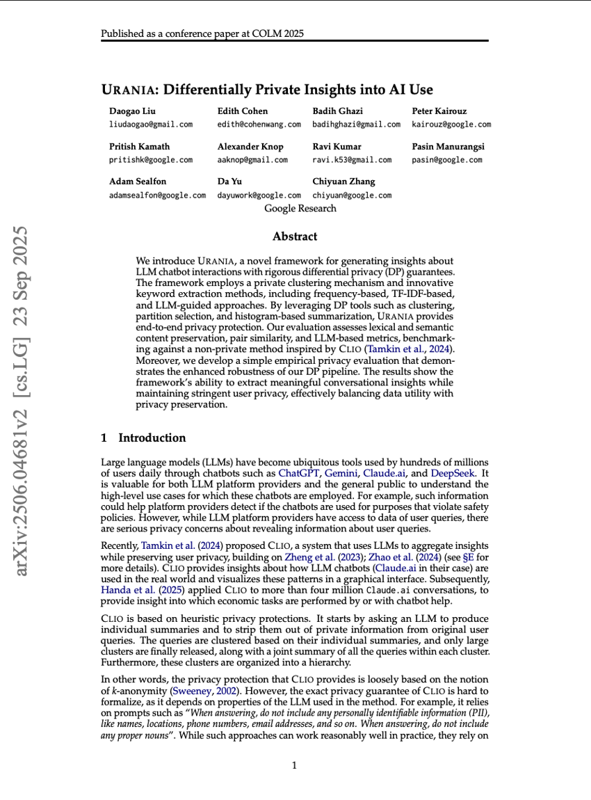 Urania: Differenziell private Einblicke in die Nutzung von KI