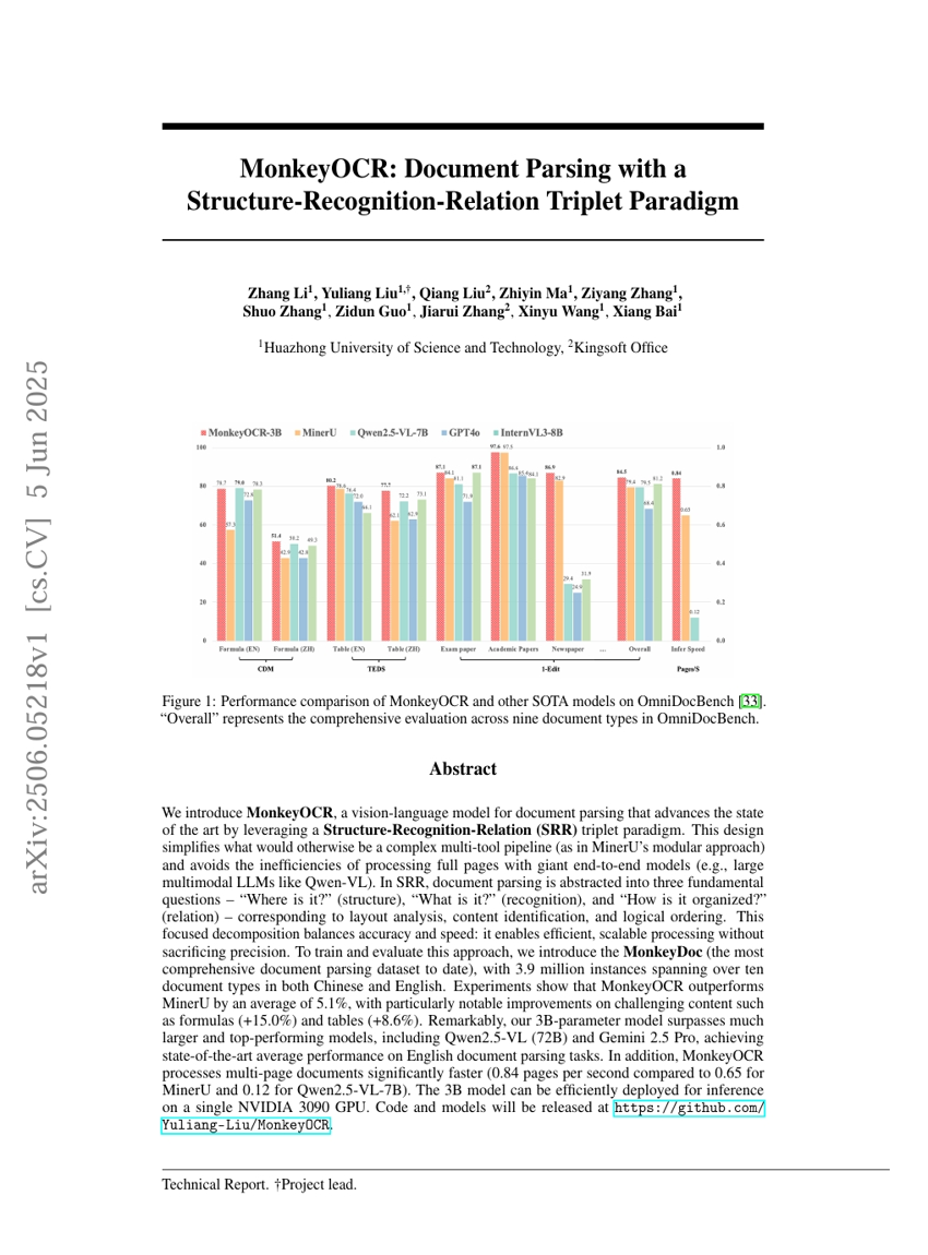 MonkeyOCR：基于结构识别关系三元组范式的文档解析