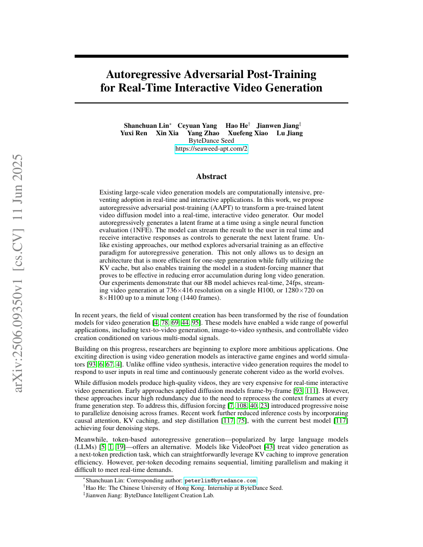 Autoregressive Adversarial Post-Training for Real-Time Interactive Video
  Generation