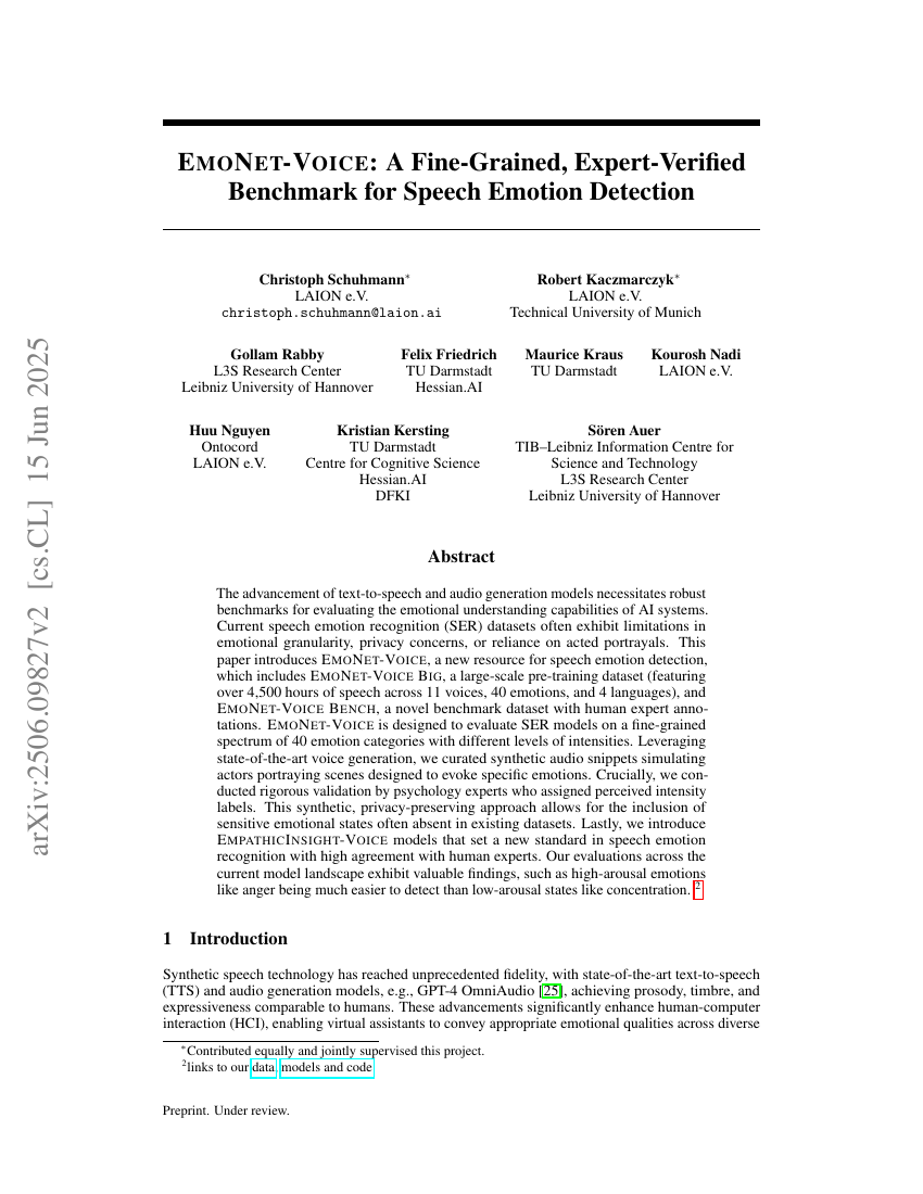 EmoNet-Voice: A Fine-Grained, Expert-Verified Benchmark for Speech
  Emotion Detection
