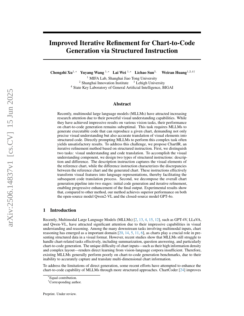 Improved Iterative Refinement for Chart-to-Code Generation via Structured Instruction