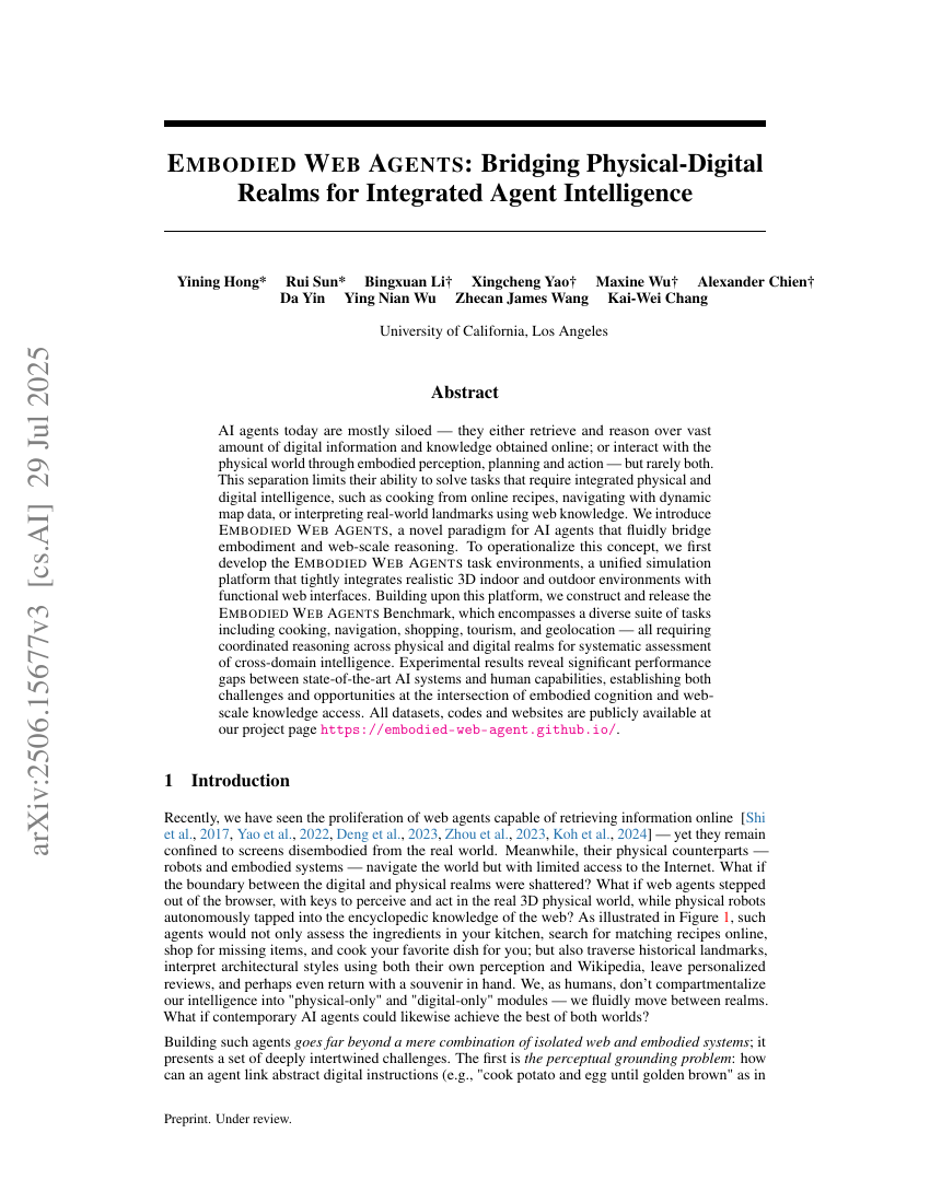 Embodied Web Agents: Bridging Physical-Digital Realms for Integrated
  Agent Intelligence