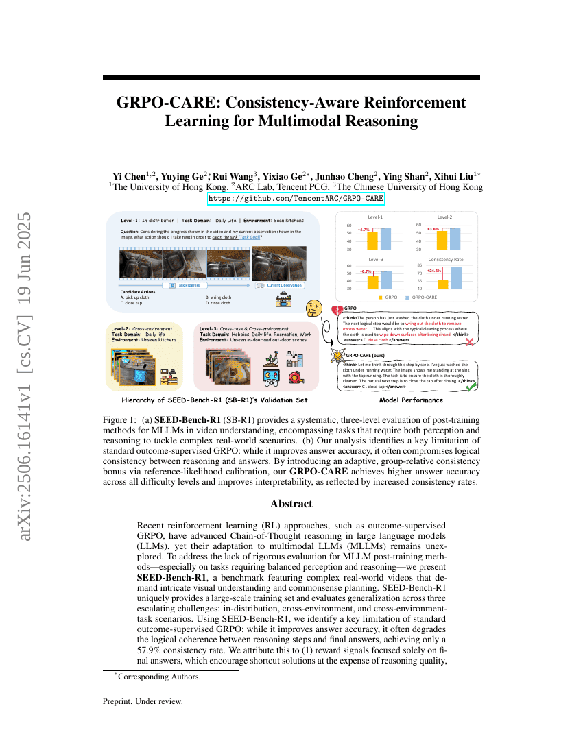 GRPO-CARE: Consistency-Aware Reinforcement Learning for Multimodal Reasoning