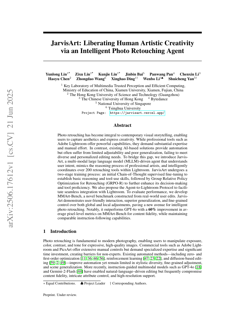 JarvisArt: Liberating Human Artistic Creativity via an Intelligent Photo Retouching Agent