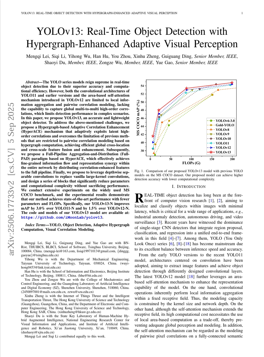 YOLOv13：基于超图增强的自适应视觉感知实时目标检测