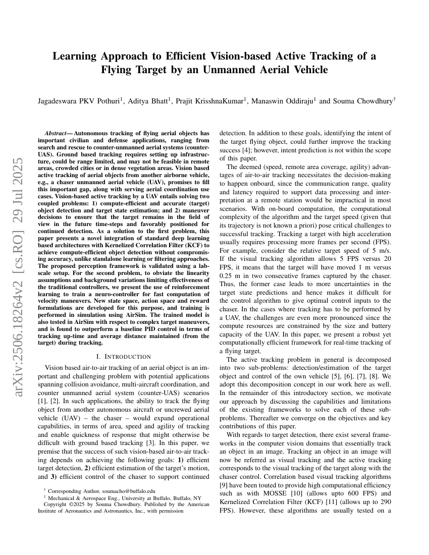 Learning Approach to Efficient Vision-based Active Tracking of a Flying Target by an Unmanned Aerial Vehicle