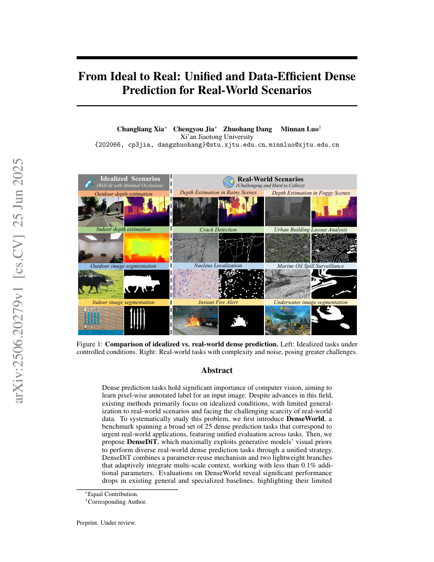 From Ideal to Real: Unified and Data-Efficient Dense Prediction for Real-World Scenarios