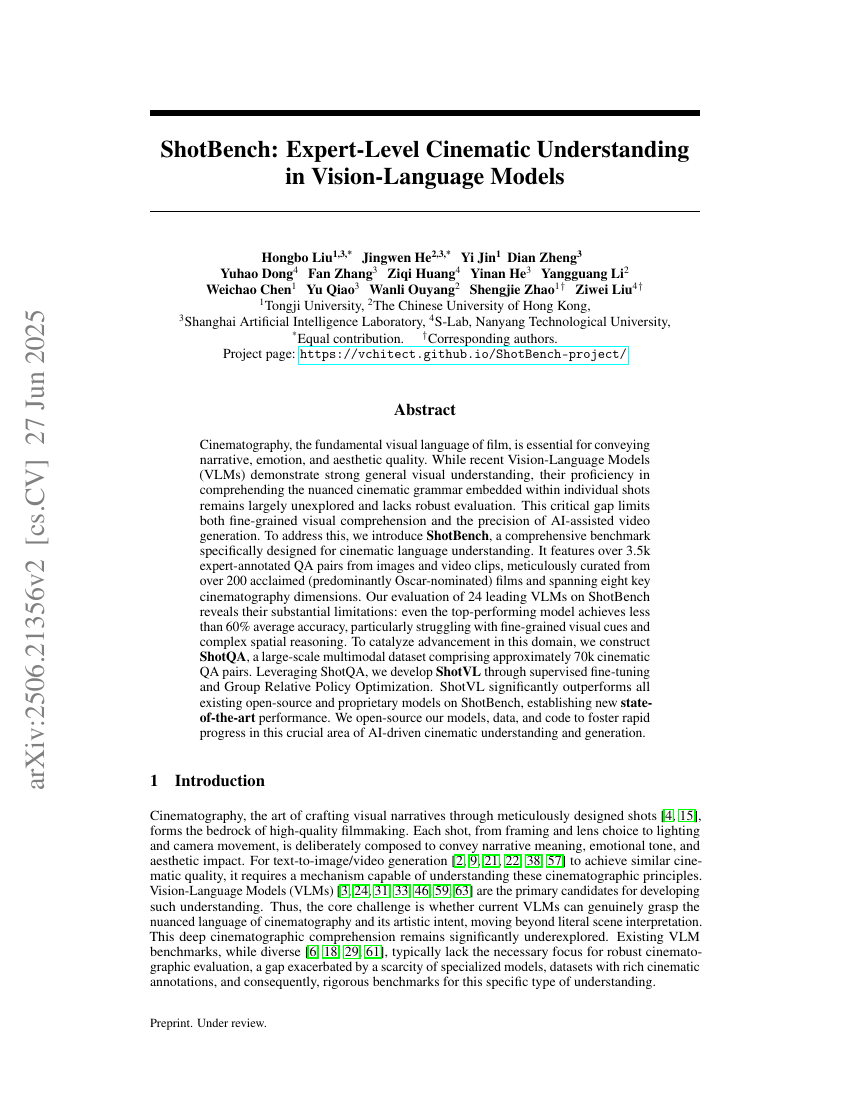 ShotBench: Expert-Level Cinematic Understanding in Vision-Language Models