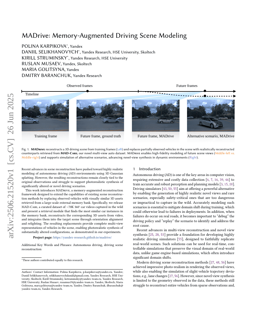 MADrive: Memory-Augmented Driving Scene Modeling