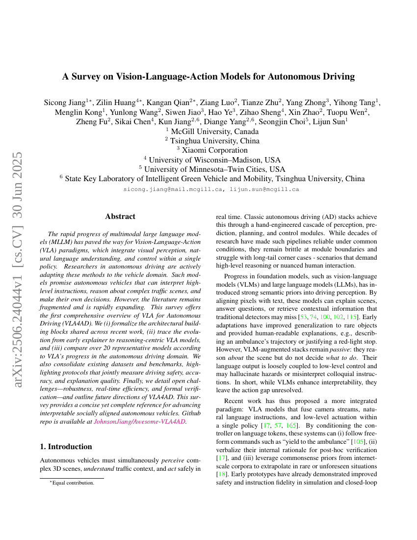 A Survey on Vision-Language-Action Models for Autonomous Driving