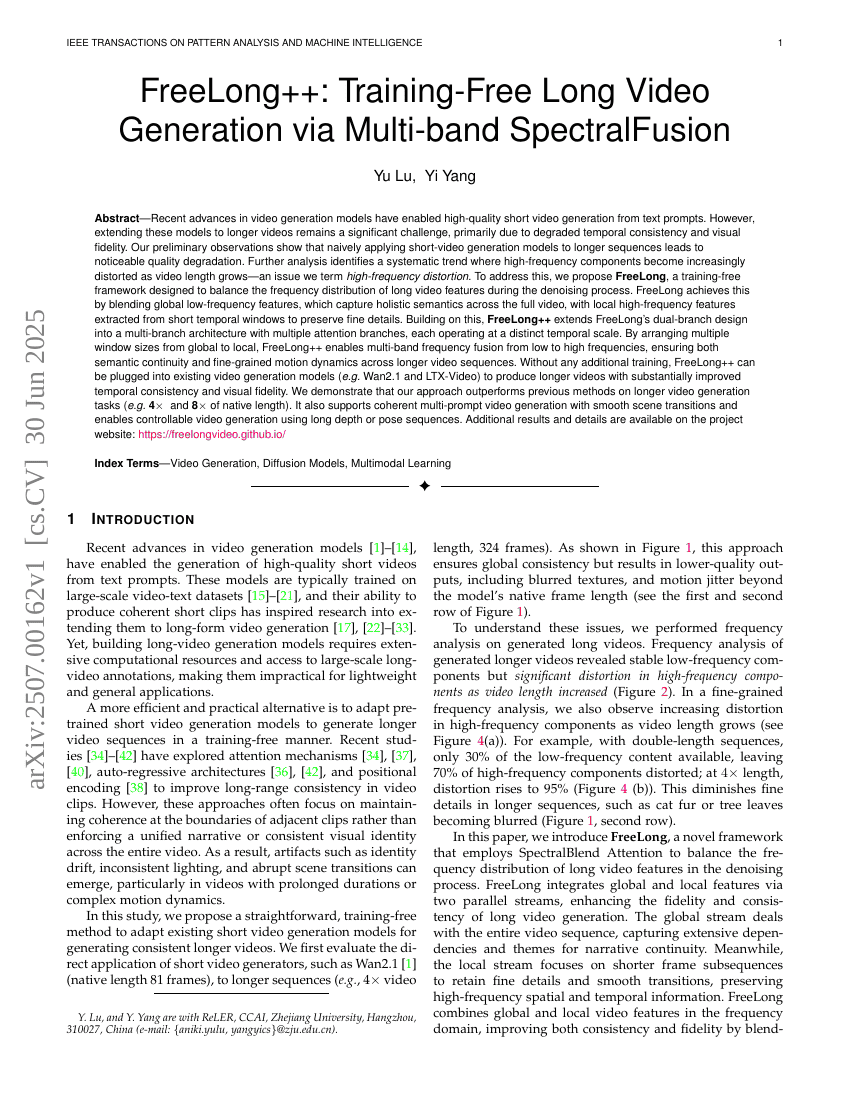 FreeLong++: Training-Free Long Video Generation via Multi-band
  SpectralFusion