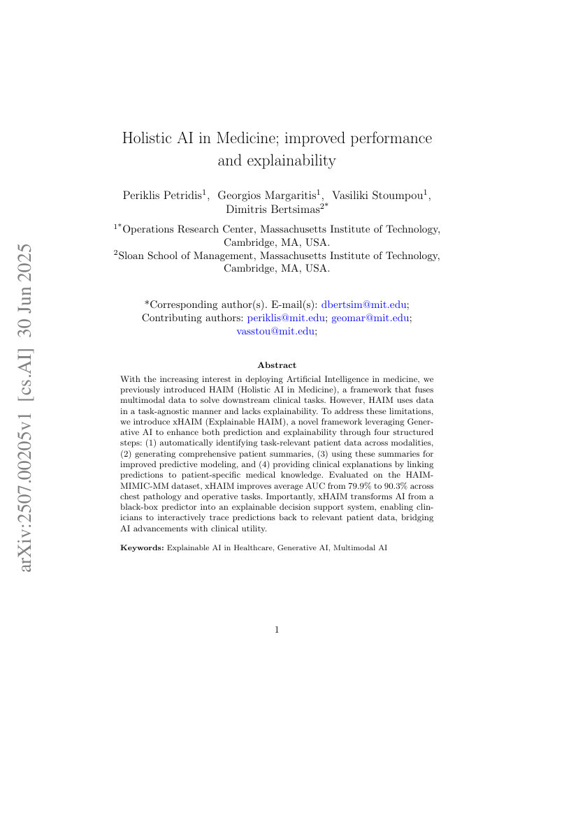 Holistic Artificial Intelligence in Medicine; improved performance and explainability