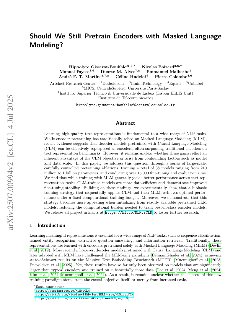 Should We Still Pretrain Encoders with Masked Language Modeling?