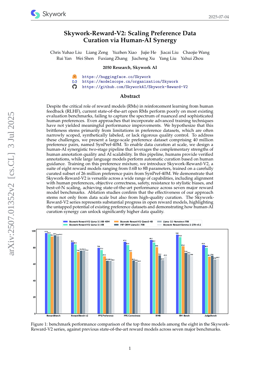Skywork-Reward-V2: Scaling Preference Data Curation via Human-AI Synergy