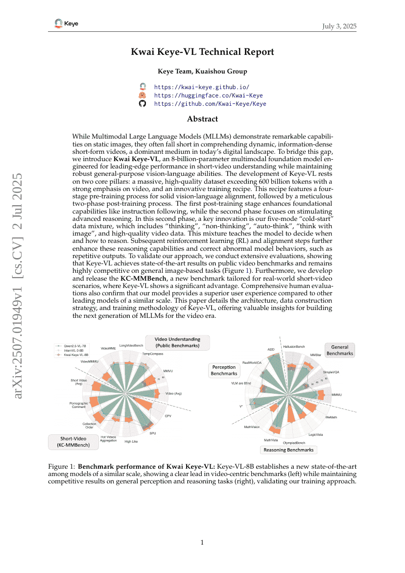 Kwai Keye-VL Technical Report