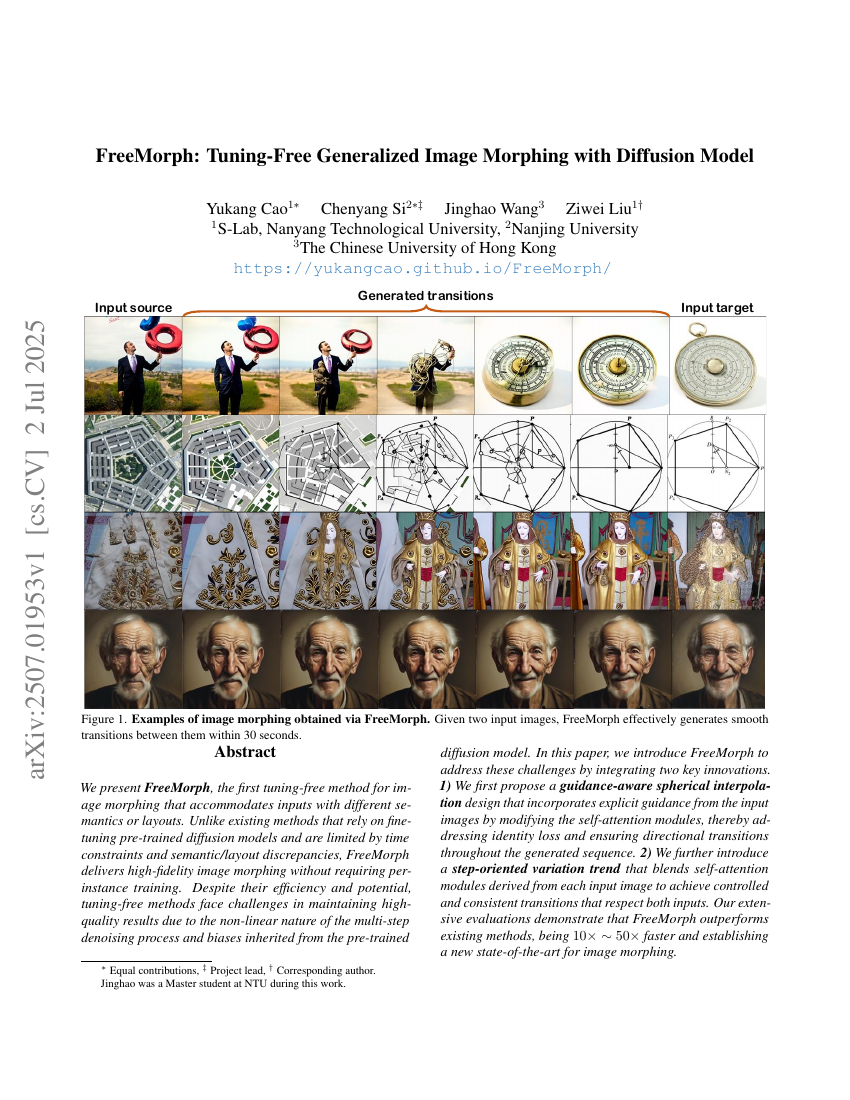FreeMorph: Tuning-Free Generalized Image Morphing with Diffusion Model
