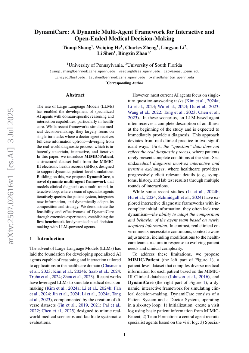 DynamiCare: A Dynamic Multi-Agent Framework for Interactive and Open-Ended Medical Decision-Making