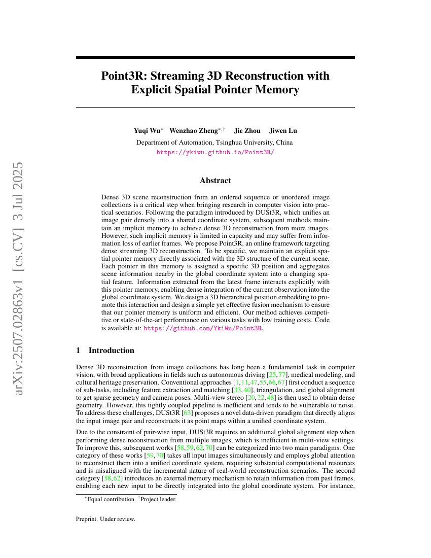 Point3R: Streaming 3D Reconstruction with Explicit Spatial Pointer Memory