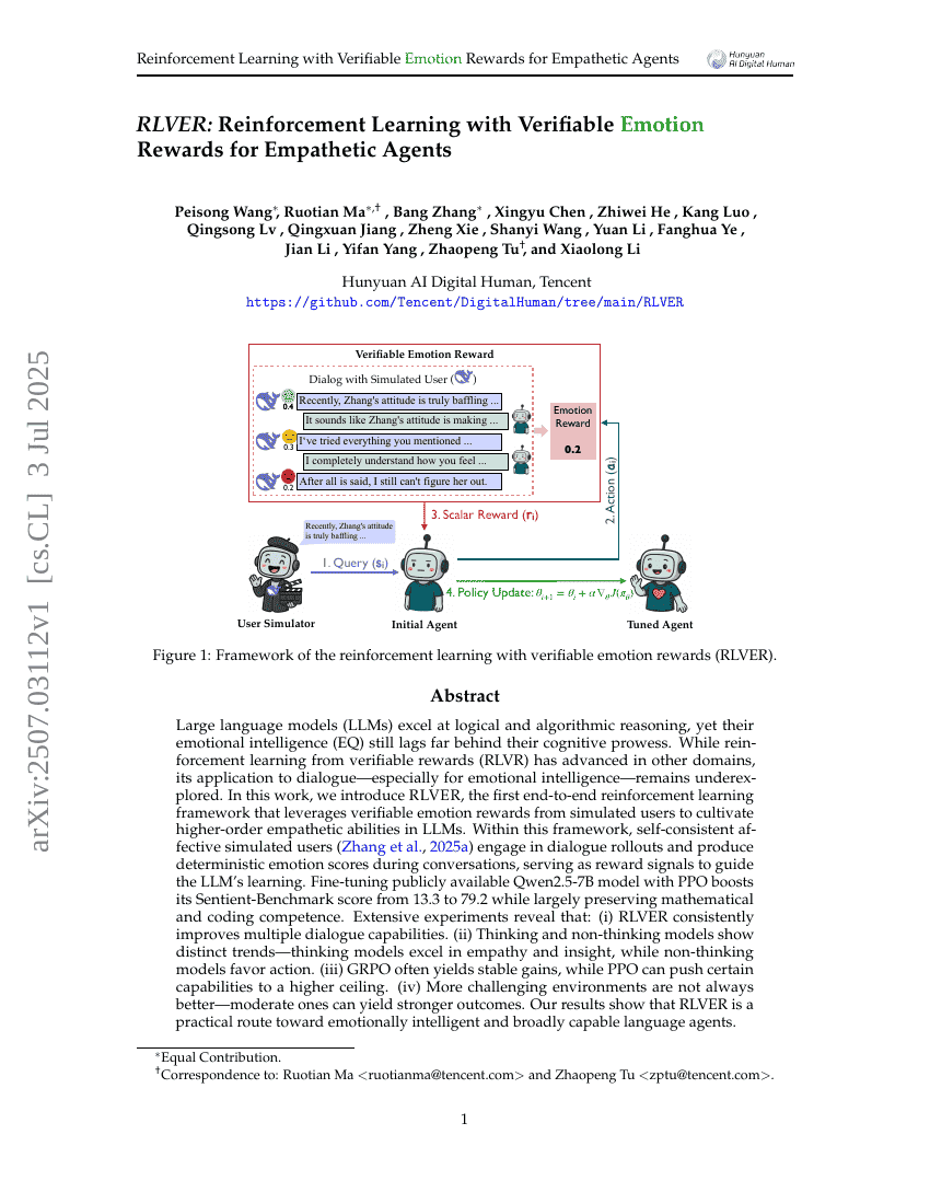 RLVER: Reinforcement Learning with Verifiable Emotion Rewards for Empathetic Agents