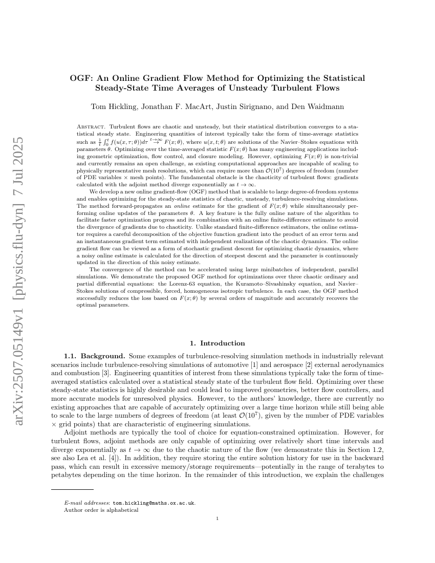 OGF: An Online Gradient Flow Method for Optimizing the Statistical Steady-State Time Averages of Unsteady Turbulent Flows