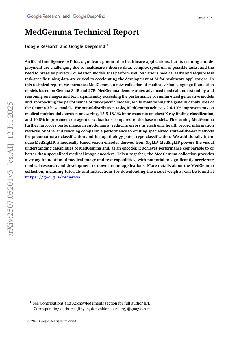 MedGemma Technical Report