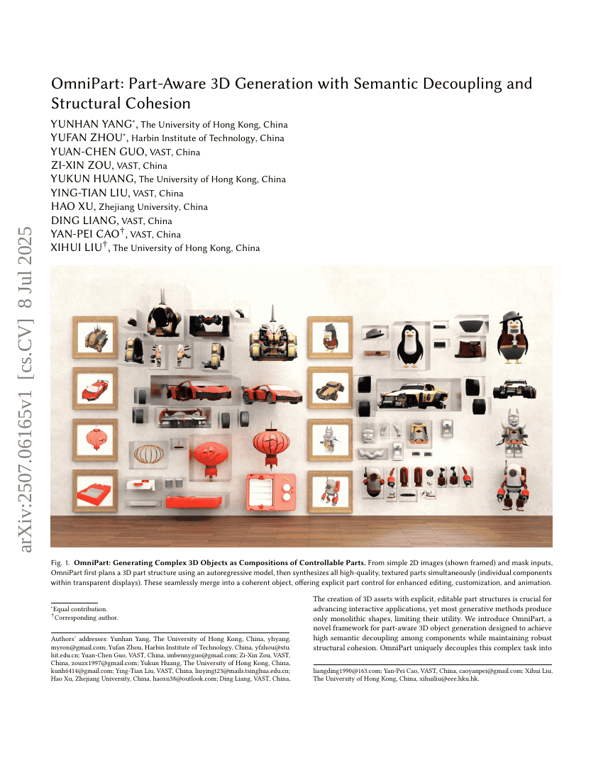 OmniPart: Part-Aware 3D Generation with Semantic Decoupling and
  Structural Cohesion