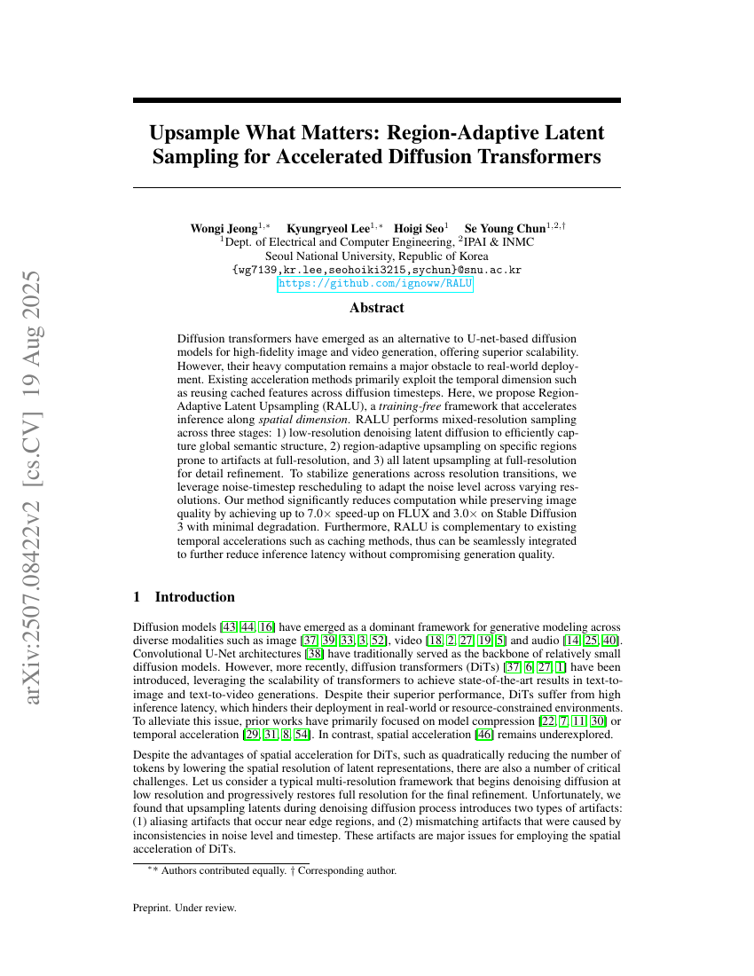 Upsample What Matters: Region-Adaptive Latent Sampling for Accelerated Diffusion Transformers