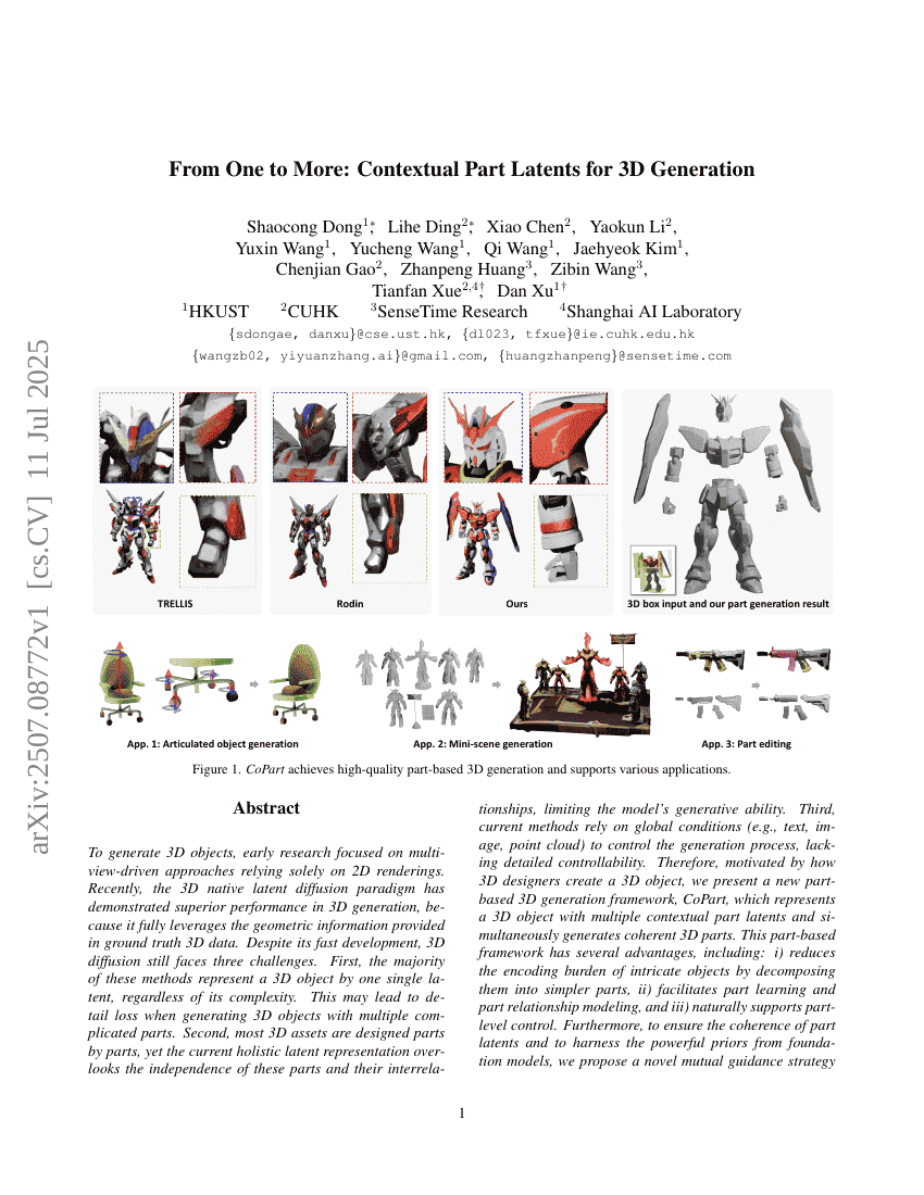 From One to More: Contextual Part Latents for 3D Generation