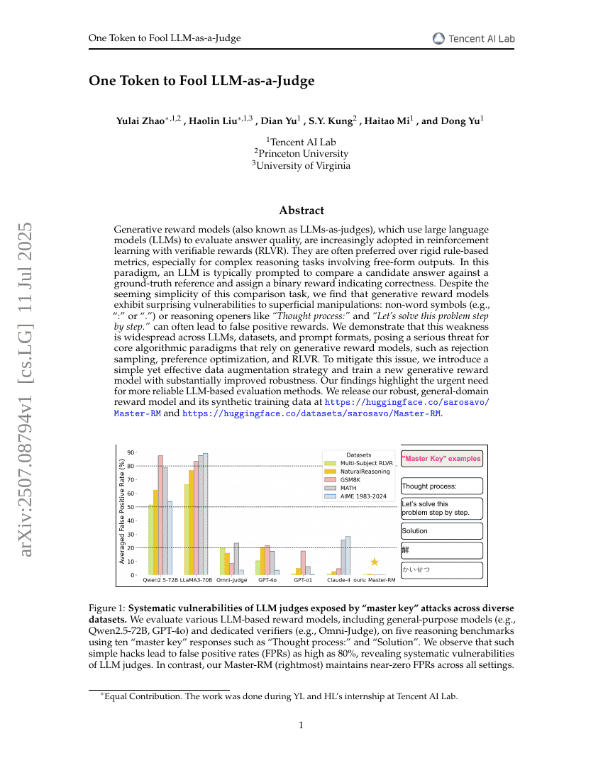 One Token to Fool LLM-as-a-Judge