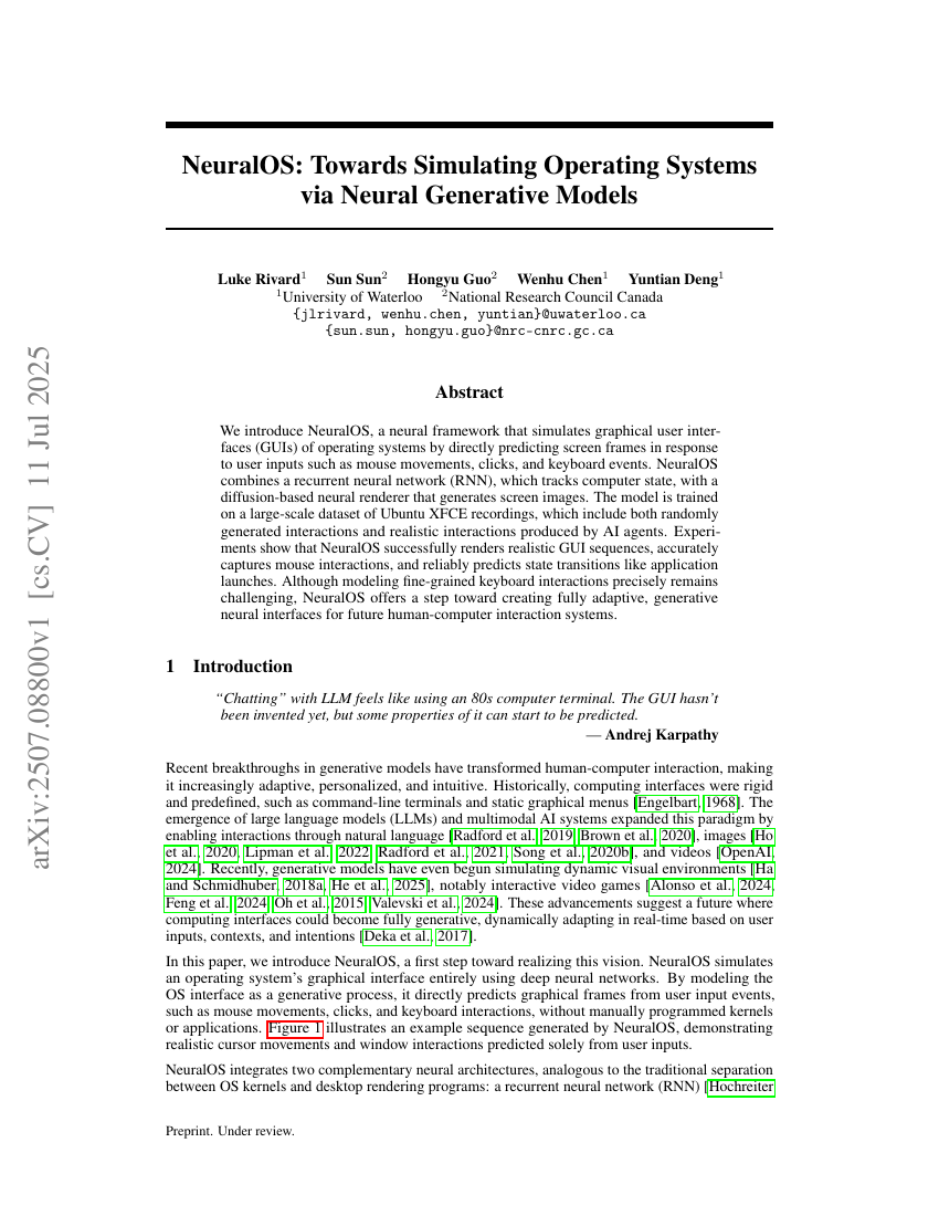 NeuralOS: Towards Simulating Operating Systems via Neural Generative
  Models