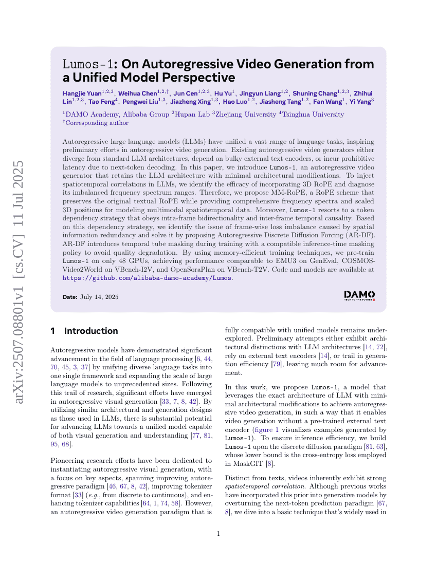 Lumos-1: On Autoregressive Video Generation from a Unified Model
  Perspective