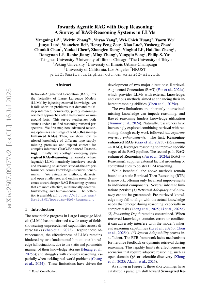 Towards Agentic RAG with Deep Reasoning: A Survey of RAG-Reasoning Systems in LLMs