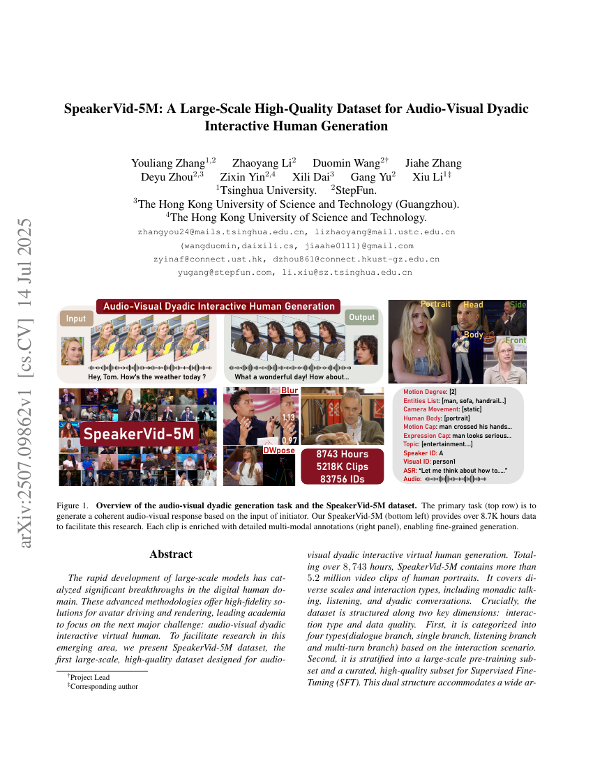 SpeakerVid-5M: A Large-Scale High-Quality Dataset for Audio-Visual
  Dyadic Interactive Human Generation