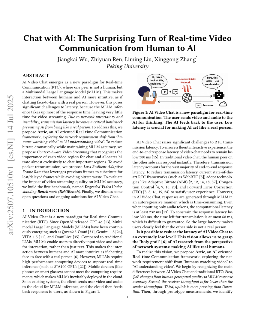 Chat with AI: The Surprising Turn of Real-time Video Communication from Human to AI
