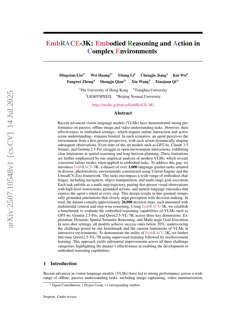 EmbRACE-3K: Embodied Reasoning and Action in Complex Environments