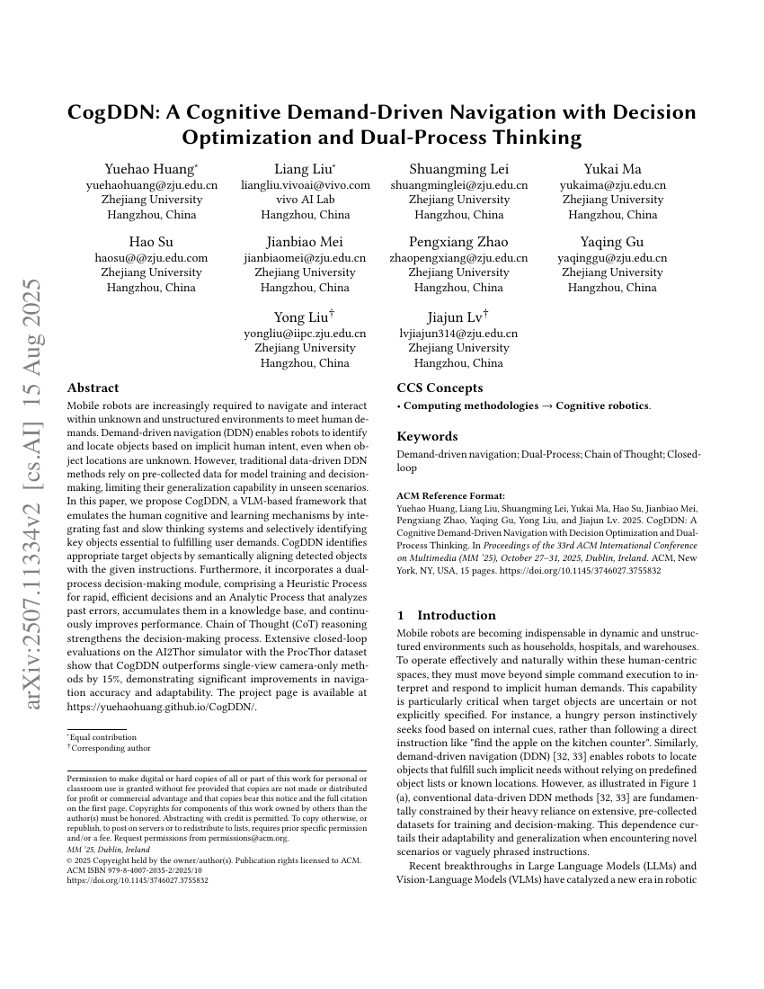 CogDDN: A Cognitive Demand-Driven Navigation with Decision Optimization and Dual-Process Thinking