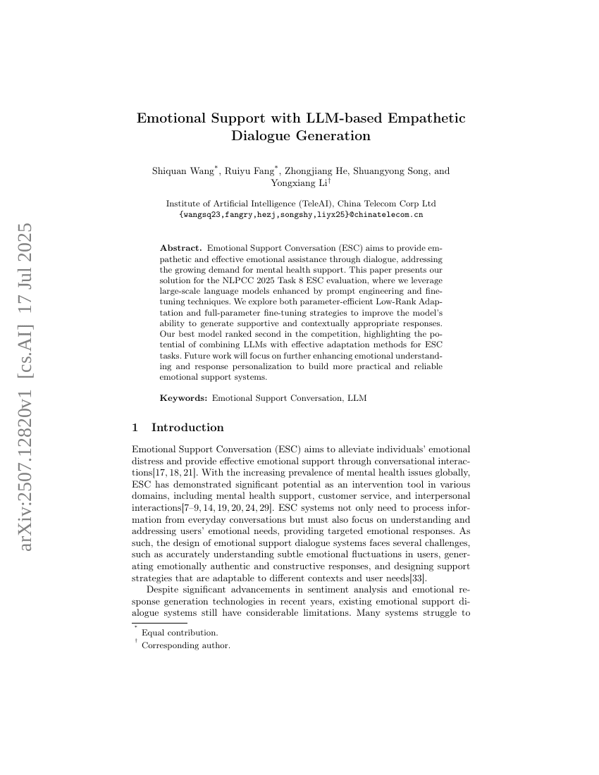 Emotional Support with LLM-based Empathetic Dialogue Generation