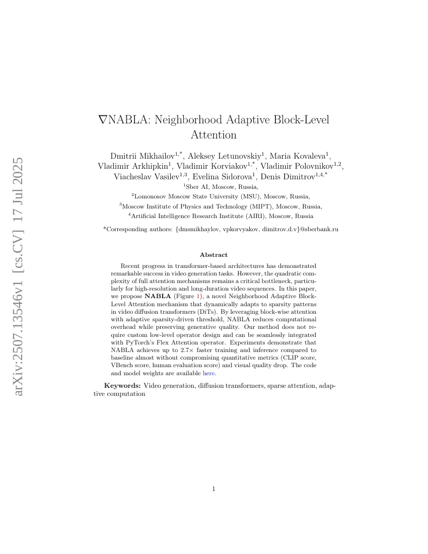NABLA: Neighborhood Adaptive Block-Level Attention