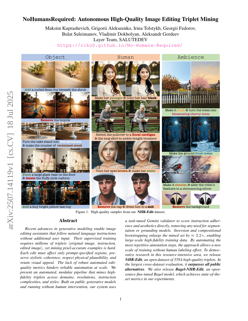 NoHumansRequired: Autonomous High-Quality Image Editing Triplet Mining