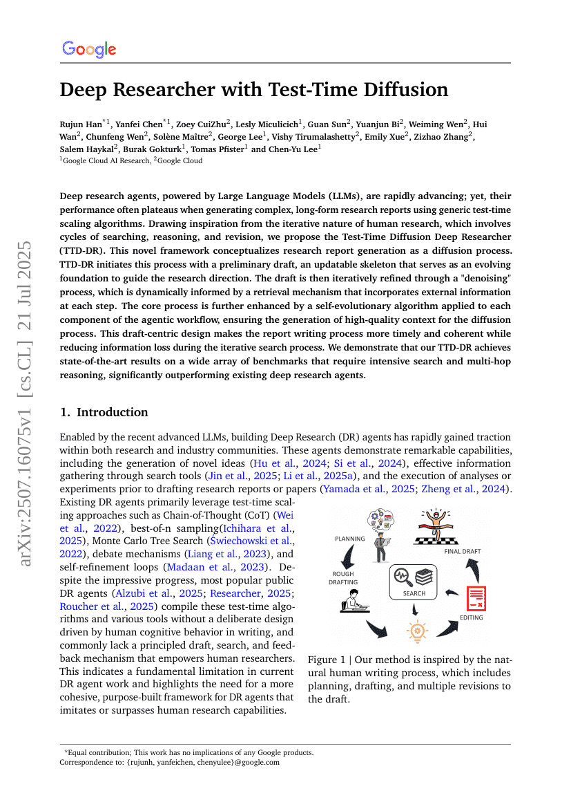 Deep Researcher with Test-Time Diffusion