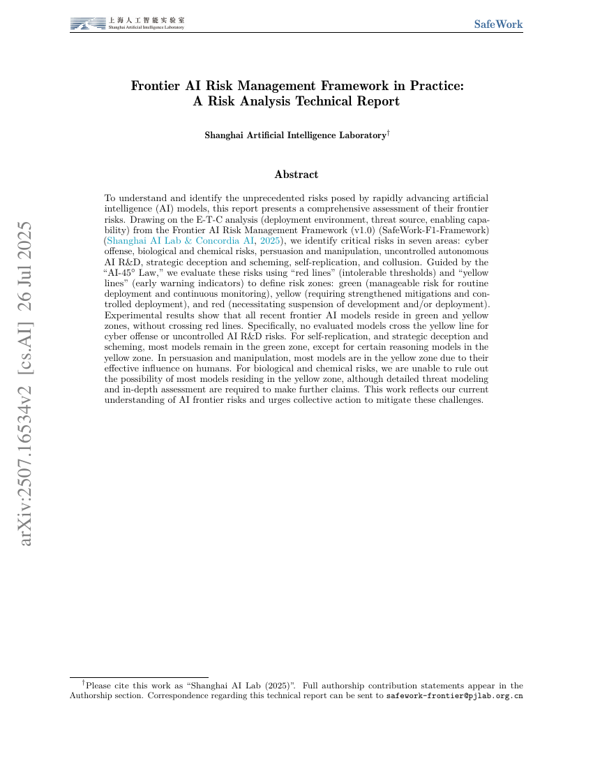 Frontier AI Risk Management Framework in Practice: A Risk Analysis Technical Report