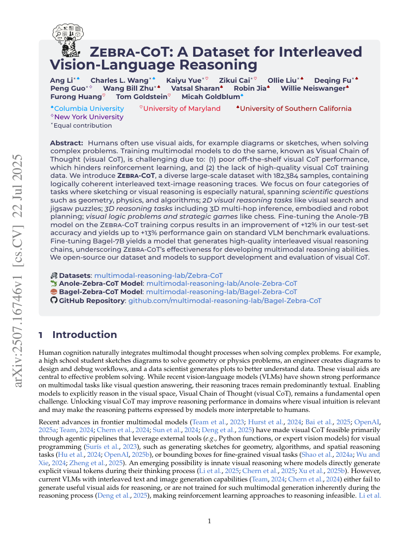 Zebra-CoT: A Dataset for Interleaved Vision Language Reasoning