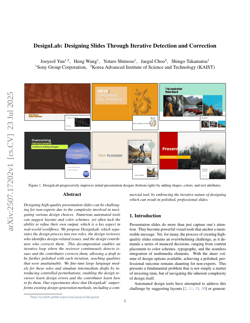 DesignLab: Designing Slides Through Iterative Detection and Correction